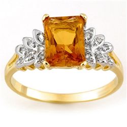 Genuine 2.12 ctw Citrine & Diamond Ring Jewelry 10K Yellow Gold