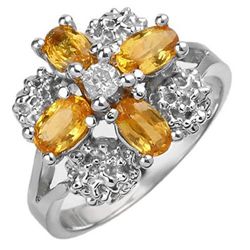 Genuine 1.33ctw Yellow Sapphire & Diamond Ring Jewelry 10K Gold