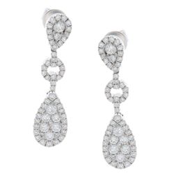 14K White Gold Jewelry 1.16ctw Diamond Earrings