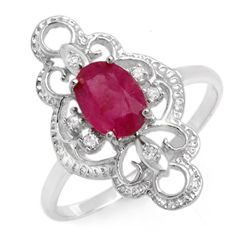 Genuine 1.35 ctw Ruby & Diamond Ring Jewelry 10K White Gold