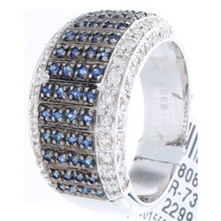 14K White Gold Jewelry 1.10ctw Sapphire & Diamond Ring