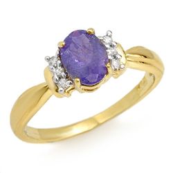 Genuine 1.0ct Tanzanite & Diamond Ring Jewelry 14K Yellow Gold