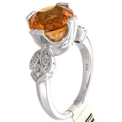 14K White Gold Jewelry 3.99ctw Citrine & Diamond Ring