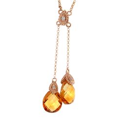 14K Rose Gold Jewelry 4.87ctw Citrine & Diamond Necklace