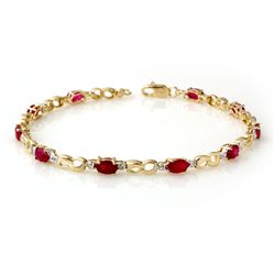 Genuine 3.76 ctw Ruby & Diamond Bracelet Jewelry Yellow Gold