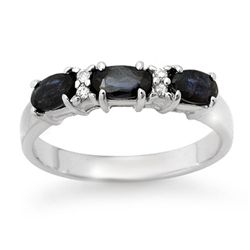 Genuine 1.09 ctw Sapphire & Diamond Ring Jewelry 10K White Gold