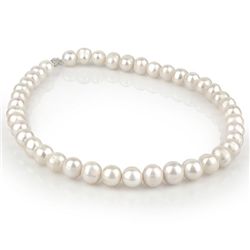 Genuine White Pearl Necklace Jewelry 14K White Gold