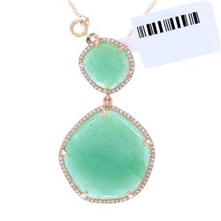 14K Yellow Gold Jewelry 23.68ctw Aventurine & Diamond Pendant