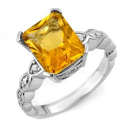 Genuine 4.25 ctw Citrine & Diamond Ring Jewelry 10K White Gold