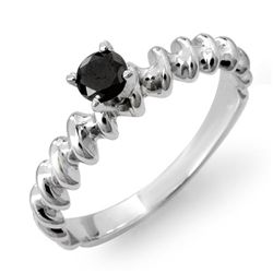 Natural 0.20 ctw Black Diamond Ring Jewelry 14K White Gold