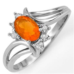 Genuine 0.50ctw Fire Opal & Diamond Ring Jewelry 10K White Gold