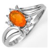 Image 1 : Genuine 0.50ctw Fire Opal & Diamond Ring Jewelry 10K White Gold