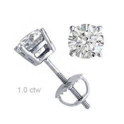 Natural 1.0 ctw Diamond Stud Earrings Jewelry 14K White Gold