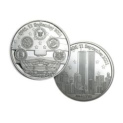 BU Twin Towers 9/11 Round 1 oz .999 Fine Silver