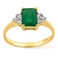 Genuine 1.12 ctw Emerald & Diamond Ring Jewelry 10K Yellow Gold