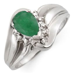 Genuine 0.62 ctw Emerald & Diamond Ring Jewelry 10K White Gold