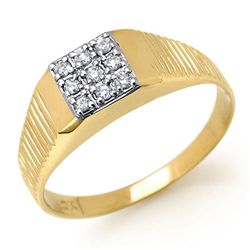 Natural 0.18 ctw Diamond Men's Ring Jewelry 10K Yellow Gold