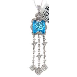 14K White Gold Jewelry 7.76ctw Topaz & Diamond Pendant