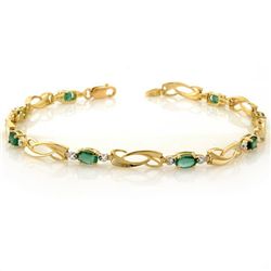 Genuine 2.02 ctw Emerald & Diamond Bracelet Jewelry Yellow Gold