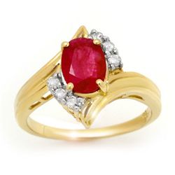 Genuine 1.80 ctw Ruby & Diamond Ring Jewelry 10K Yellow Gold