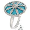 Image 1 : 14K White Gold Jewelry 10.88ctw Turquoise & Diamond Ring