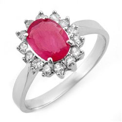 Genuine 1.27 ctw Ruby & Diamond Ring Jewelry 10K White Gold
