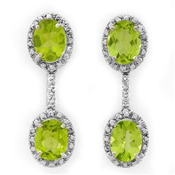 Genuine 8.10 ctw Peridot & Diamond Earrings Jewelry White Gold