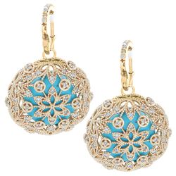 14K Yellow Gold Jewelry 10.53ctw Turquoise & Diamond Earrings