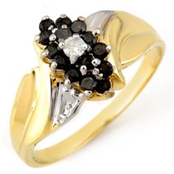 Natural 0.45 ctw White & Black Diamond Ring Jewelry Yellow Gold