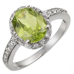 Genuine 2.10 ctw Peridot & Diamond Ring Jewelry 10K White Gold