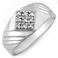 Natural 0.15 ctw Diamond Men's Ring Jewelry 10K White Gold