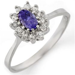 Genuine 0.60ctw Tanzanite & Diamond Ring Jewelry 14K White Gold