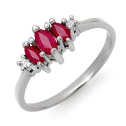 Genuine 0.54 ctw Ruby & Diamond Ring Jewelry 10K White Gold