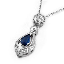 Genuine 0.53 ctw Blue Sapphire & Diamond Necklace Jewelry Gold