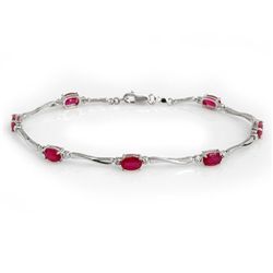 Genuine 5.02 ctw Ruby & Diamond Bracelet Jewelry White Gold