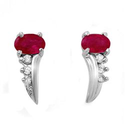 Genuine 0.72 ctw Ruby & Diamond Earrings Jewelry White Gold