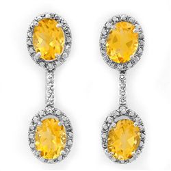 Genuine 6.10 ctw Citrine & Diamond Earrings Jewelry White Gold