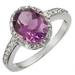 Genuine 2.15 ctw Amethyst & Diamond Ring Jewelry 10K White Gold