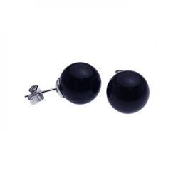 Silver Stud Earrings .925 Sterling Jewelry ste00639blk
