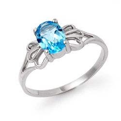 Genuine 0.90 ctw Blue Topaz Ring Jewelry 10K White Gold