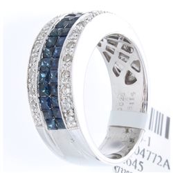 18K White Gold Jewelry 1.41ctw Sapphire & Diamond Ring