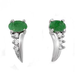 Genuine 0.60 ctw Emerald & Diamond Earrings Jewelry White Gold