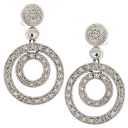 14K White Gold Jewelry 0.85ctw Diamond Earrings