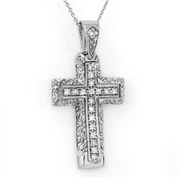 Natural 0.25 ctw Diamond Cross Pendant Jewelry 10K White Gold