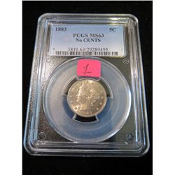 1883 Sheild Nickel no cents - PCGS MS63
