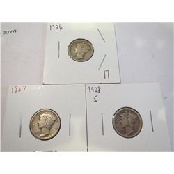 Mercury Dimes: 1926, 1927 & 1928S