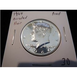 1964 KENNEDY "ACCENTED HAIR" HALF DOLLAR "PROOF"