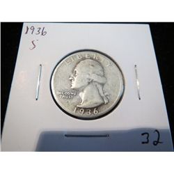 1936S Washington Silver Quarter