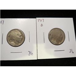1917 & 1917D Buffalo Nickel - acid date