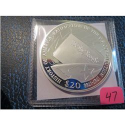 2000 Republic Liberia 20 Dollar History of American Constitution 20.1 grams Silver